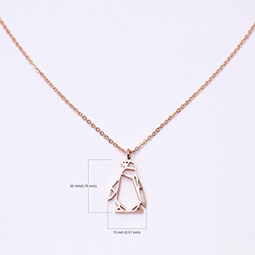 Collier pingouin origami en plaqué or 18K avec chaîne réglable - 3