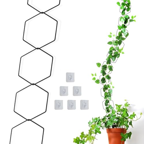 18 Pezzi Traliccio da Parete per Piante, Traliccio per Rampicanti, Griglia per Viti da Interni, di 6 Ganci Invisibili, per Sostenere Piante Rampicanti e Piante Verdi