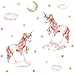 TOARTi Pink Unicorn Wall Decal, Horse Unicorn Sticker with Clouds Moon Star Decal，Fairytale Wall Decals for Girls Bedroom Home Decor