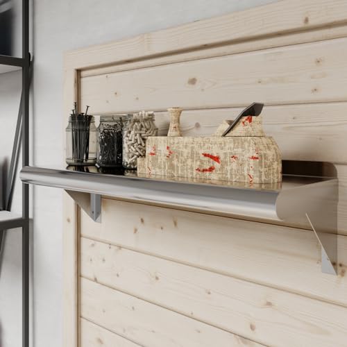 Image of AmGood 8 in. x 24 in. Stainless Steel Wall Shelf | NSF | Metal Shelving | Garage, Laundry, Storage, Utility Room | Restaurant, Commercial Kitchen