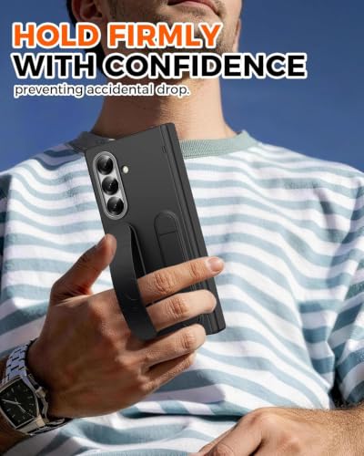 Image of Hybird Shockproof Back Cover Case for Samsung Galaxy Z Fold 8 Ultra Case with Wrist Strap, Screen Protector, Stand & Hinge Z Fold 8 Ultra 5G Cover
