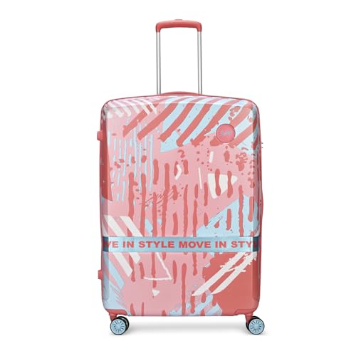 Image of Skybags Wanderlust Check-in Trolley Bag 81cm | Large | Hard Luggage | Printed 8-Wheel Suitcase | TSA Lock with Anti-Theft Zipper | Polycarbonate | 3 Years International Warranty - Unisex (Pink-White)
