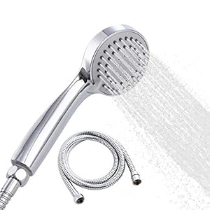 Duschkopf Handbrause 3 Strahlarten Hochdruck mit 1.5M Schlauch Wassersparend Brausekopf Handheld Duschbrause mit Brauseschlauch und Teflonband