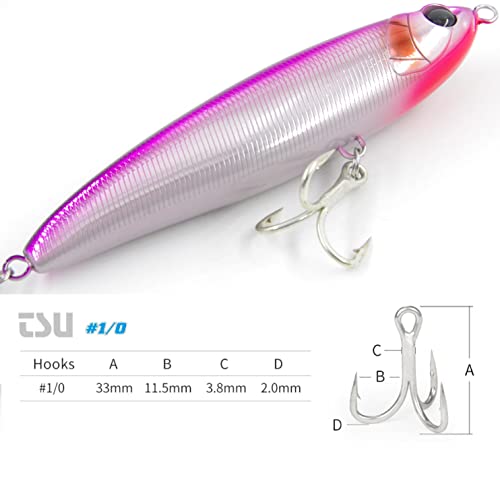 TSURINOYA ダイビングペンシル F140 46g トップウォーター ペンシル 青物 ヒラマサ メジロ ブリ シーラ カンパチ カツオ 平政 DW200 (E-パープル) 4枚目