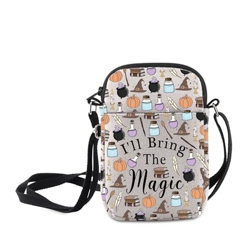 MNIGIU Funny Wizard Gift I'll Bring The Magic Crossbody Bag Witch Themed shoulder Bag Magic Lover Gift Wiccans Merch