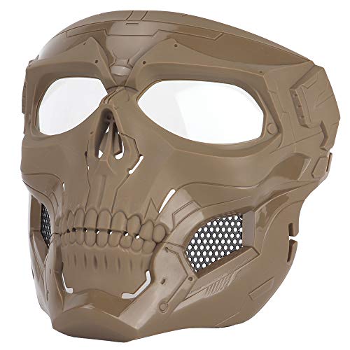 Senmortar Airsoft Mask Paintball Masks with Clear PC Lens Full Face Skull Tan
