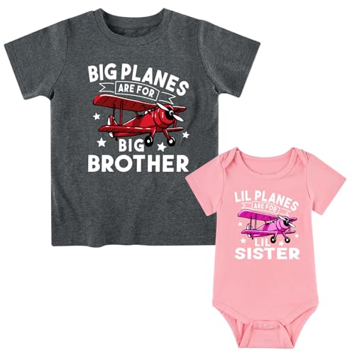 Image of Funnycokid Big Brother Little Sister Matching Outfits Baby Girl Clothes Toddler Boys T-Shirt Announcement Gift