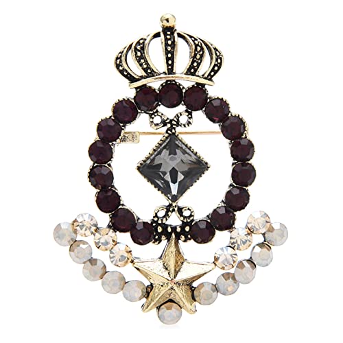 Broche perles strass motif couronne fleur rétro le cadeau idéal pour femme
