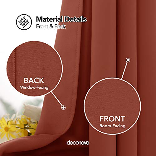 Image of Deconovo Thermal Insulated Blackout Curtain Home Decor 52x95 Inch Orange Red