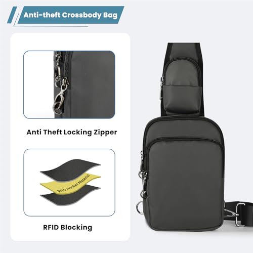 Image of Sling Bag, Crossbody Bag with Zipper Lock, RFID & Water Resistant for Women and Men Small Chest Bag for Travel Casual
