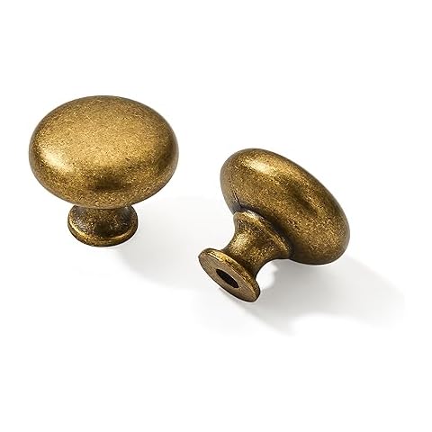 khtumeware 1-1/4" (32 mm) 10 Pack Drawer Pulls Antique Brass Cabinet Knobs Kitchen Hardware Cabinet Handles Drawer Handles Knobs. (10 Pack, knob, Antique Brass) Cover