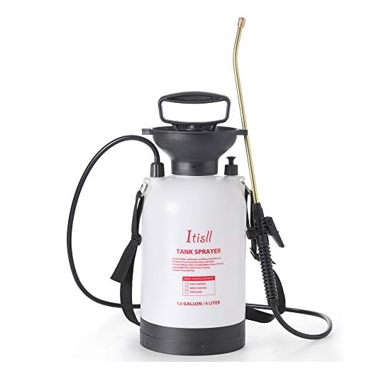 ITISLL 1.3Gallon Garden Pump Sprayer Portable Yard & Lawn Sprayer with Brass Wand and Shoulder Strap for Weeds Plants 5 liters (819NF5)