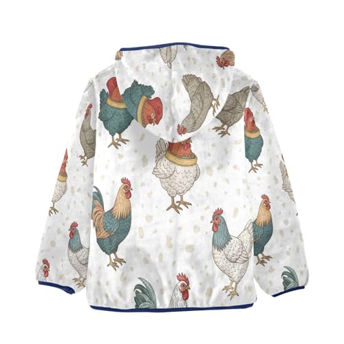 Chicken Pattern with Colors Toddler Fleece Jacket Girl Boys Hooded Fleece Jacket Coat Warm Outwear Zip-up 3-10T2