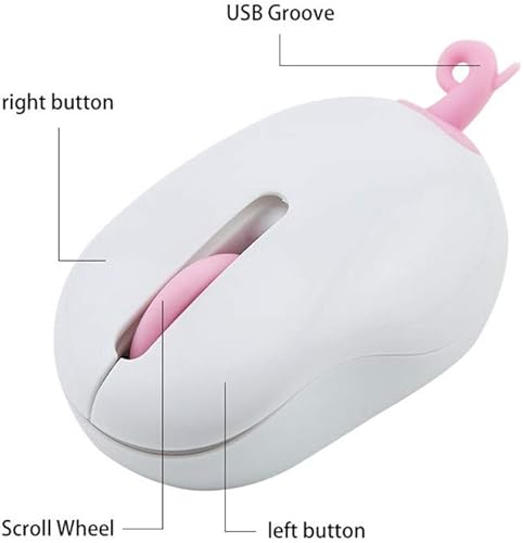 Vista 4 de Design Cute Portable Pig 1200DPI Mute Mini 2.4Ghz Ratón creativo inalámbrico Ratón Mini Gaming Mouse Pad (blanco, tamaño único)