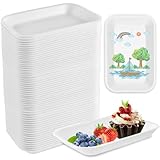 Akamino 60pcs Crafts Foam Trays, Rectangle Fruit BBQ Roast Meat Food Tray,Disposable Foam Plates for Supermarket, DIY, Printmaking, Graffiti Painting, Drawing -7.9 x 5.1 x 1 in