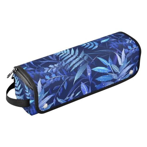 Bolsa de viaje para herramientas de cabello Dark Blue Leafs para mujeres con tapete resistente al calor removible para plancha y accesorios de cuidado del cabello miniatura 1