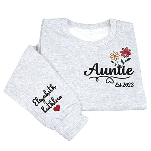 Personalized Auntie Sweatshirt, Flower Auntie Sweatshirt for Women, embroirded Sweatshirts, Auntie Gifts from Niece, Auntie Mothers Day2