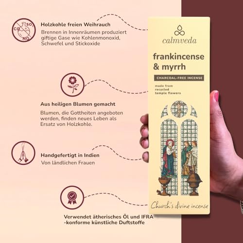 Frankincense Räucherstäbchen Weihrauch mit Myrrh - (80 weihrauch stäbchen) Kirche Räuchern, Recycelte Blüten | Weihrauch zum Räuchern | Räucherstäbchen Set mit räucherwerk