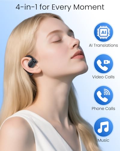 Image of AI Translation Earbuds Real Time 164 Languages 80H Playtime Translator Ear Buds Audifonos Traductores Ingles Espanol Wireless Earphones Bluetooth AI Headphone for Travel Meeting Learning K08 Black