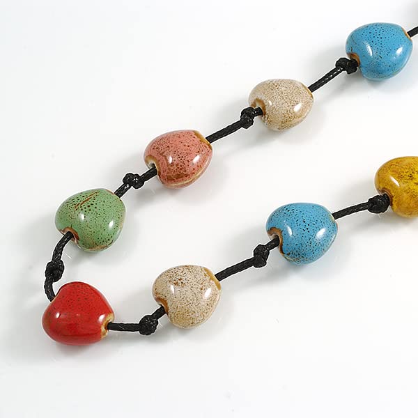 Collier long céramique Avalaya léger anti-irritation perles cœur - 6