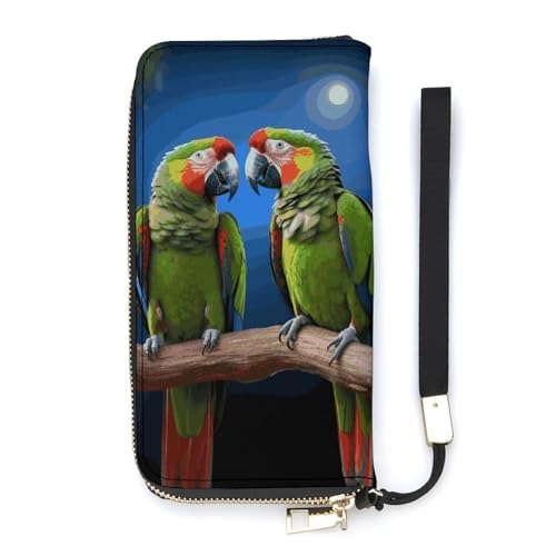 Portefeuille cuir synthétique homme femme Parrots, grand portefeuille long blanc et minimaliste