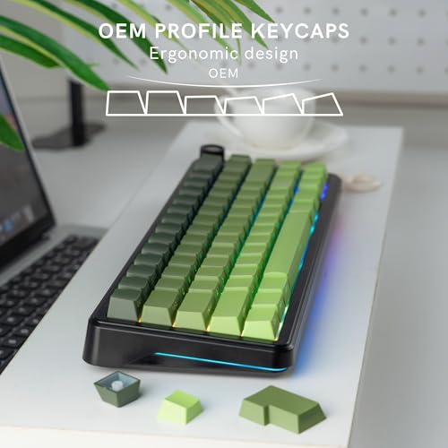Image of dagaladoo Shine Through keycaps Set,Double Shot PBT keycaps Gradient | Side Print keyboard keycaps,OEM Profile custom Key caps for Mechanical Keyboards 60% 65% 75% 100% TKL Layout,Matcha Green
