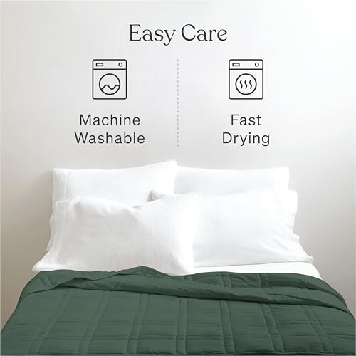 Image of Baloo Weighted Blanket for Adults 25 lb King (Spruce Green, 80 inchx87 inch) | Cool & 100% Cotton | Machine Washable & Dryer Safe | Glass Microbead Fill