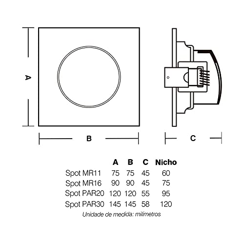 Spot Taschibra Embutir Quadrado Alltop LED MR16 5W 6500K