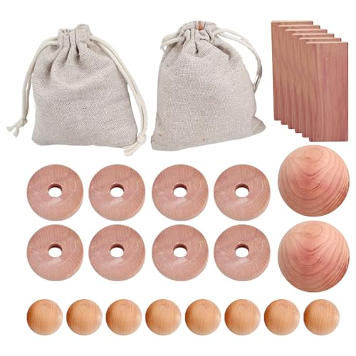 26 Piezas Madera de Cedro, Cedro Antipolillas Natural, Aromático Protección Antipolillas, Antipolillas de Madera de Cedro, para Usar en su Armario, Ropero, Guardarropa, Almacenamiento, Cajón