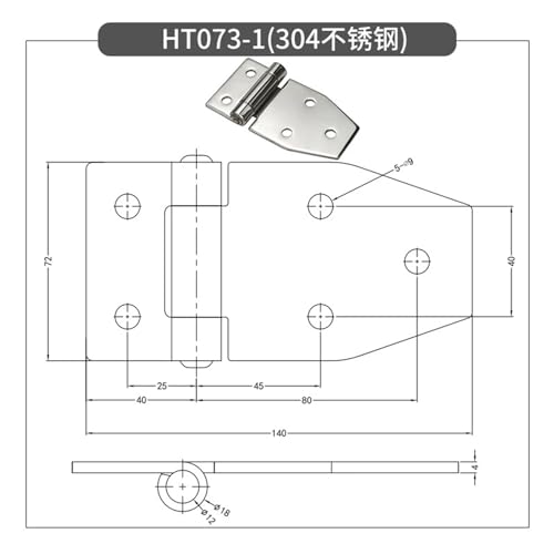 Charnière inox 304 pour boîte de distribution industrielle robuste