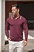 COOFANDY Men's Zipper Polo Shirt Long Sleeve Knit Polo Sweater Casual Golf Pullover Quarter Zip Sweatershirt Wine Red