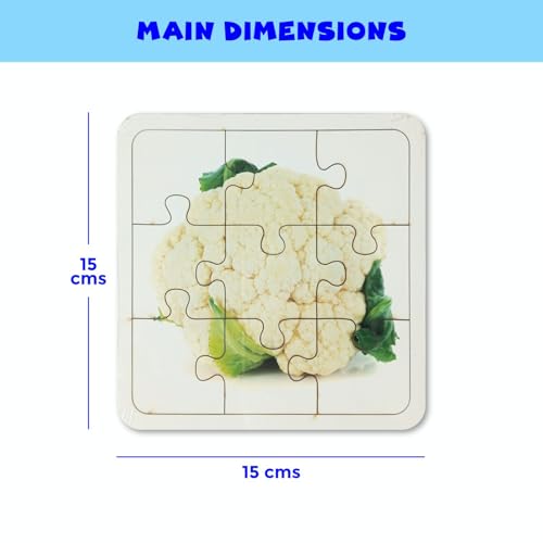 Image of Set of 4 Wooden Jigsaw Puzzles for Toddlers 2+ | 9 Chunky Pieces Each | Vegetable Theme Educational Puzzle | Montessori-Inspired Toy for Fine Motor Skills & Cognitive Development