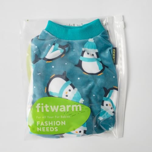 Image of Fitwarm Cute Penguin Dog Pajamas, Dog Winter Clothes for Small Dogs Girl Boy, Cozy Dog Onesie, Soft Pet Jammies, Doggy Apparel, Teal Blue, XXL