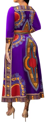 Image of VisiChenup African Print Dress for Women Casual Midi Dress