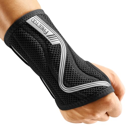 FREETOO Wrist Support S-shaped support for Arthritis, Adjustable Day Night Carpal Tunnel Wrist Splint for Men Women RSI, Sprain, Fracture Wrist Brace (Gray-Medium-Right)