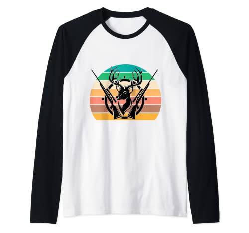 Retro Deer Hunt Vintage Hunting Maglia con Maniche Raglan