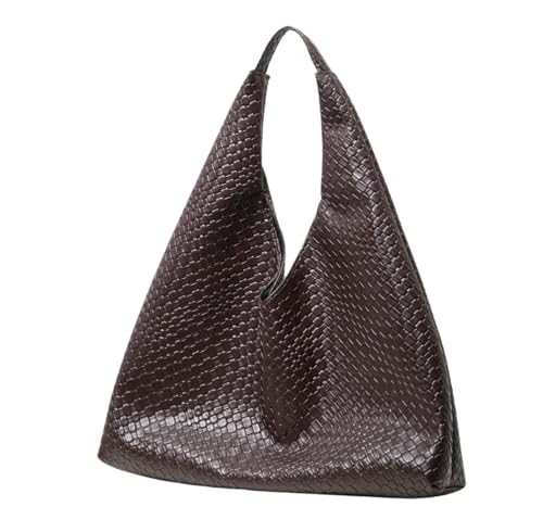 Bolsa Couro Ombro Feminina Couro Pu Retrô Marrom/Café Elegante