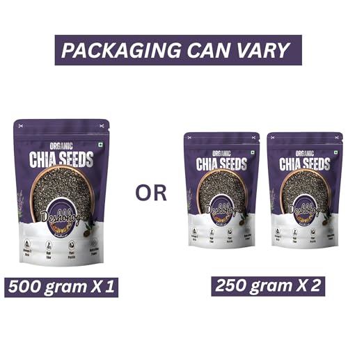 Image of Deshbhog Organic Chia Seed for Eating (Pack of 1, 500 gram) | Chia Seeds Organic Healthy Raw Seed Calcium and Protein Rich Seeds Healthy Snacks