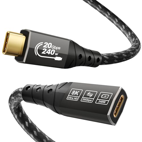 ZIKNYDO USB C Verlängerung 2m (USBC 3.2 20Gbps Stecker auf Buchse, PD3.1 240W 48V/5A) Video 8K@30Hz, 4K@144 Hz/ 60Hz USB C Verlängerungskabel für Thunderbolt 4, PSVR2, iPad, MacBook, Dell XPS, Switch ZIKNYDO USB C Verlängerung 2m (USBC 3.2 20Gbps Stecker auf Buchse, PD3.1 240W 48V/5A) Video 8K@30Hz, 4K@144 Hz/ 60Hz USB C Verlängerungskabel für Thunderbolt 4, PSVR2, iPad, MacBook, Dell XPS, Switch
