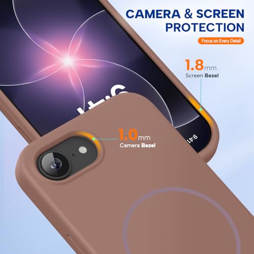Image of Miracase Magnetic for iPhone 17e Case & iPhone 16e Case, [Soft Anti-Scratch Microfiber Lining], Compatible with MagSafe, Silicone Shockproof Protection Phone Case for iPhone 17e /16e, Chocolate