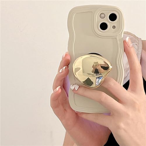 Housse de protection iPhone 13 au design bordure ondulée avec support en métal 3D
