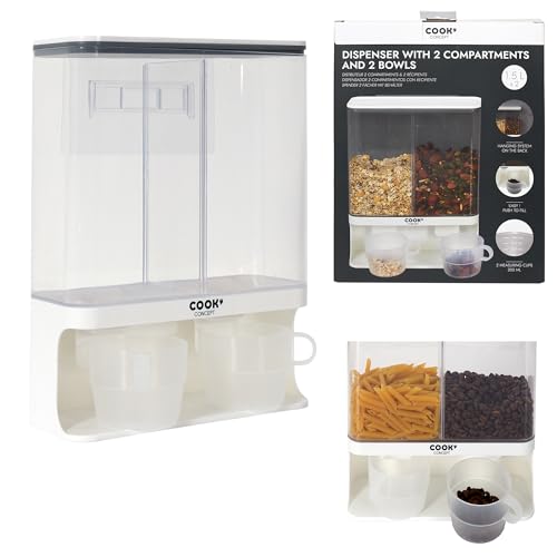 Distributeur 2 compartiments 3L de table : récipients hermétiques pour aliments secs - 3