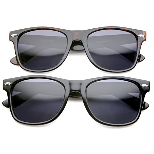 zeroUV - Classic Colored Mirror Lens Square Horn Rimmed Sunglasses for Men Women