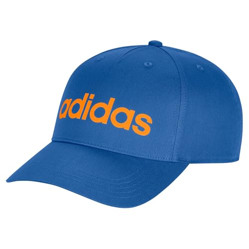 adidas Unisex Linear Baseball Cap, Ray Blue/Pure Tangerine/White, XS-S