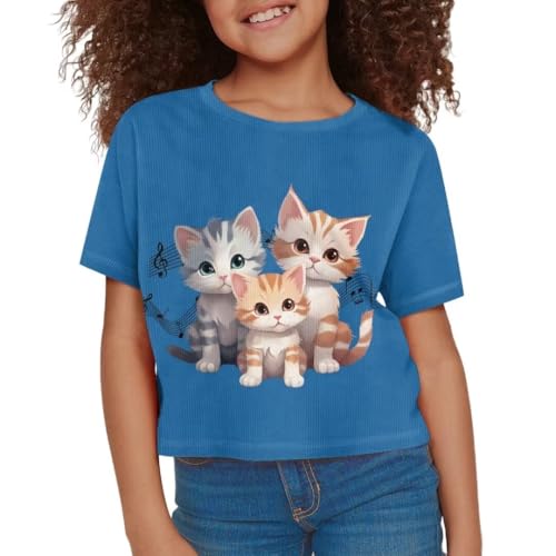Image of Girl Crop Top Shirts for Summer Cute T Shirts Short Sleeve Tees for Kids 5-16