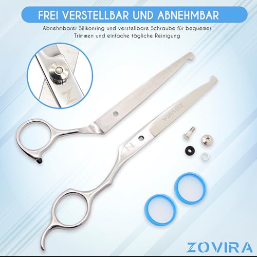 Zovira Professionelles Scheren für die Hundepflege 6,5'' gebogener Hundeschere, runder Spitze und Pfotenschere zum Schneiden von Hundehaaren