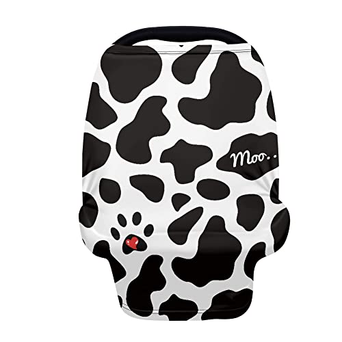 JEOCODY Paws and Cow Print Carseat Canopy Mother Nursing Cover Women Breastfeeding Canopy Scarf Privacy Protection for Outdoor Shopping Car Accessories