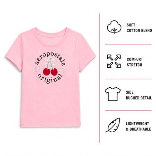 Image of Girls T Shirts - Soft Cotton Blend Short Sleeve Cute Graphic Tees - Classic Crewneck Logo Tee Girls Shirts (Sizes: 7-16)