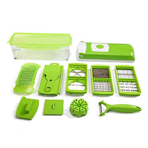 Vegetable Fruit Chopper Slicer with Container, Salad-Making Tool Set, Kitchenware, 6 Types of Blades