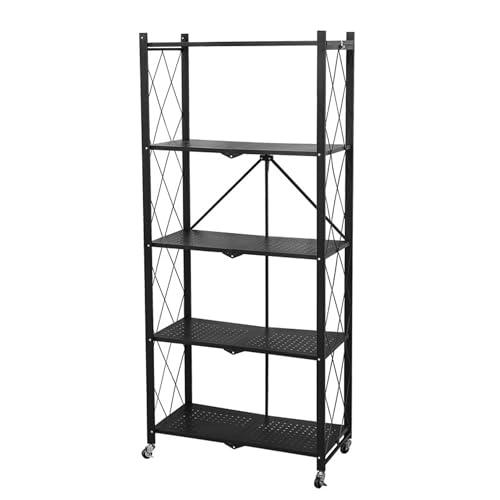 WELL HOME MOBILIARIO & DECORACIÓN Estantería metálica Plegable de 5 baldas con Ruedas 156x72x36,5cm